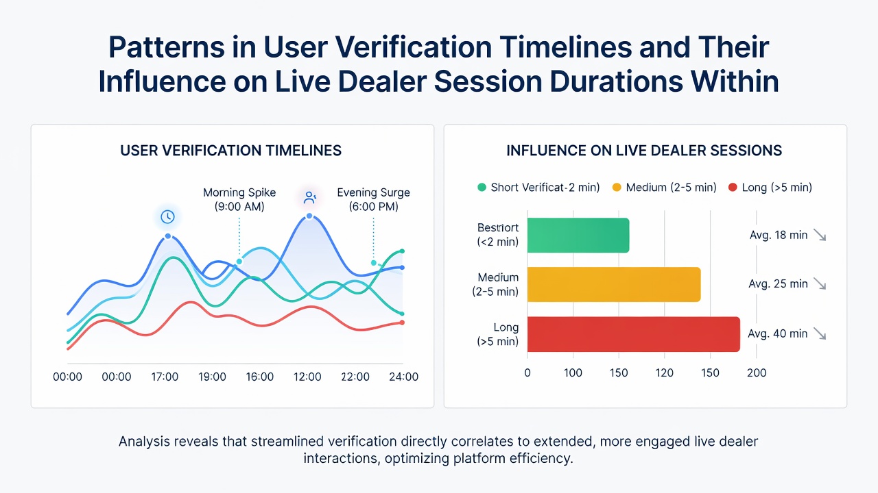 Chart displaying session length variations tied to verification completion stages in European online casinos